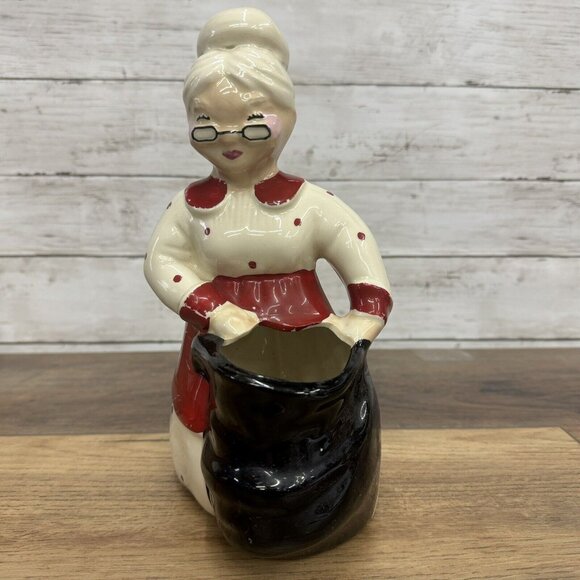 Mrs Claus w/ Toy Bag Ceramic Figurine Statue Decoration Christmas Holiday - Picture 1 of 10